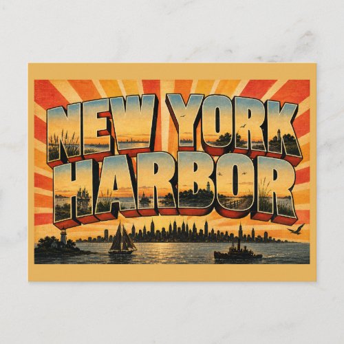 New York Harbor New Jersey Estuary Wetlands Art Postcard