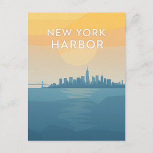 New York Harbor Sunset Postcard