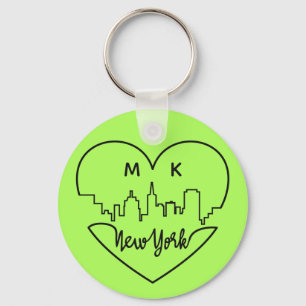 New York Heart custom monogram key chains