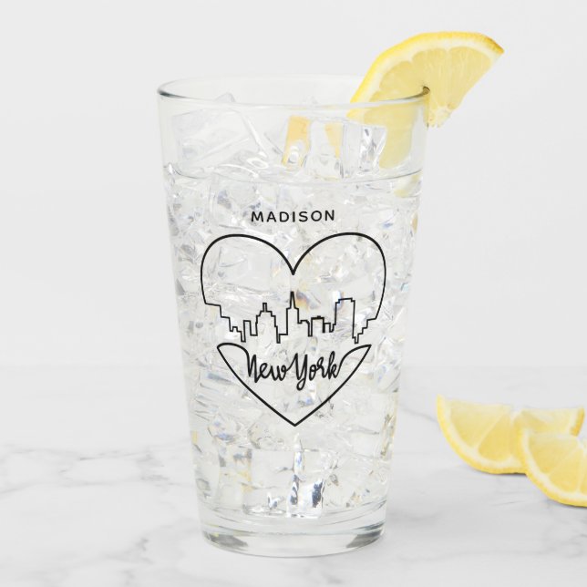 New York Heart custom name pint glass (Back Ice)