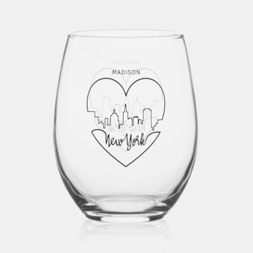 New York Heart custom name shot glass