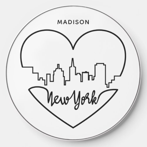 New York Heart custom name Wireless Charger