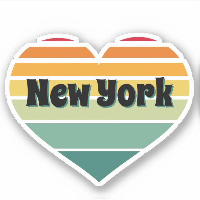 New York Heart Retro Style Sticker (Front)