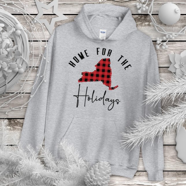 New York Holiday Buffalo Plaid Home State Hoodie (Creator Uploaded)