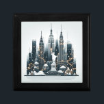 New York Holiday Elegance - Customizable Christmas Gift Box<br><div class="desc">Immerse yourself in the festive spirit of New York City with our exquisite and customizable Christmas gift box. This elegant design features two of the city's most iconic landmarks, the majestic Statue of Liberty and the towering Empire State Building, each beautifully illuminated with festive lights. The backdrop of gently falling...</div>