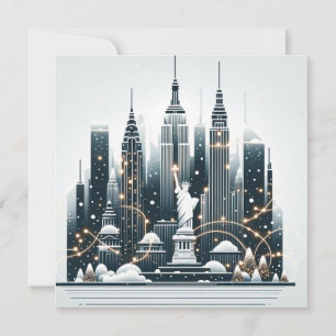 New York Holiday Elegance - Customizable Christmas Invitation