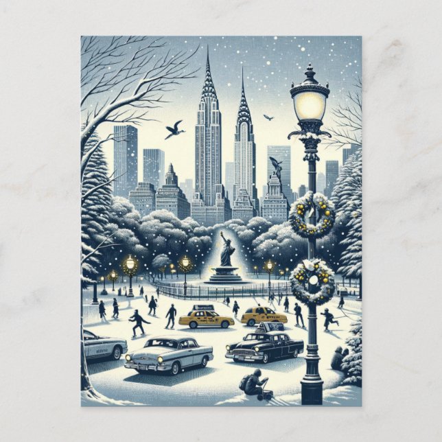 New York Holiday Elegance - Customizable Christmas Postcard (Front)