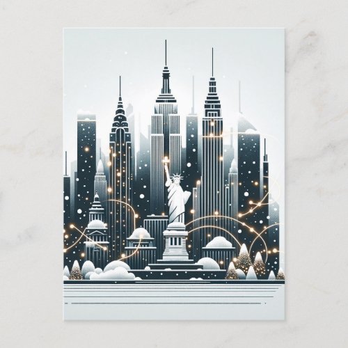 New York Holiday Elegance _ Customizable Christmas Postcard