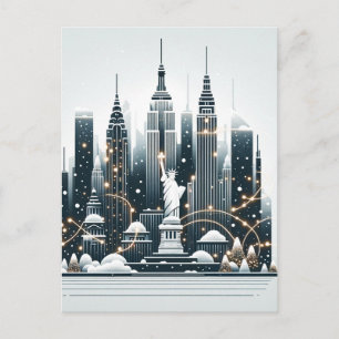 New York Holiday Elegance - Customizable Christmas Postcard