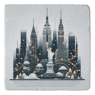 New York Holiday Elegance - Customizable Christmas Trivet