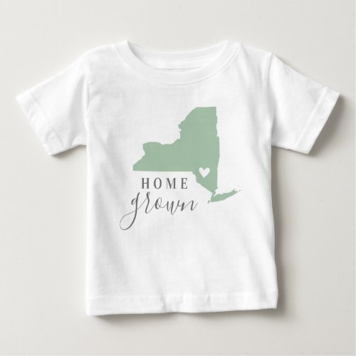 New York Home Grown  Editable Colors State Map Baby T_Shirt