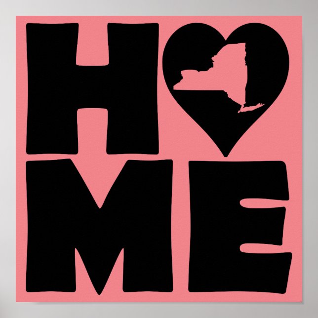 New York Home Heart State Poster Sign (Front)