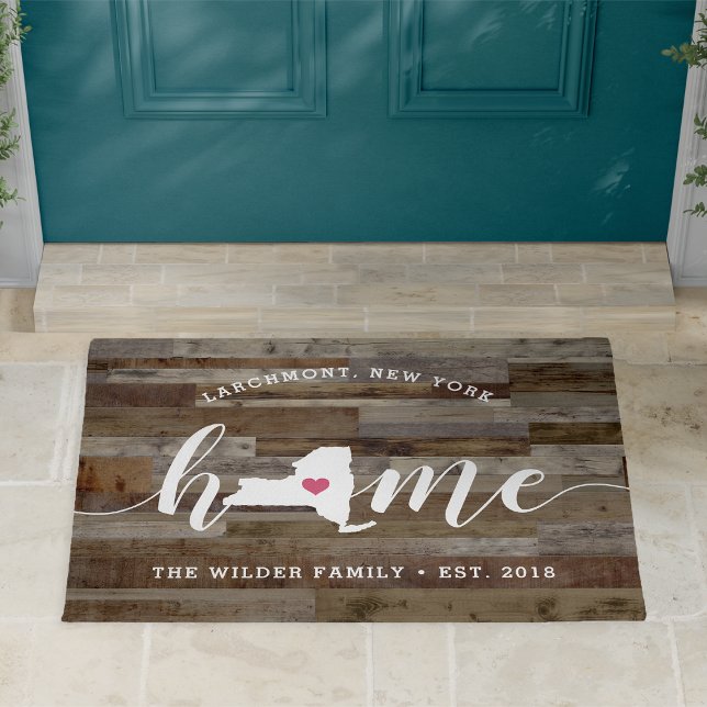 New York Home State Personalized Wood Look Doormat (Creator Uploaded)
