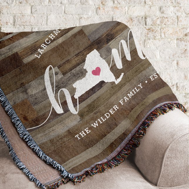New York Home State Personalized Wood Look Throw Blanket (Creator Uploaded)