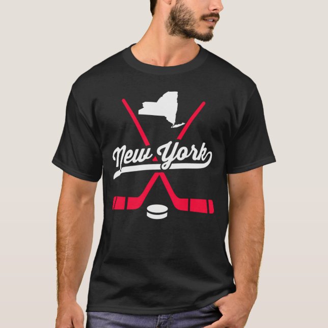 New York Ice Hockey Sticks Sports Team Fan     T-Shirt (Front)
