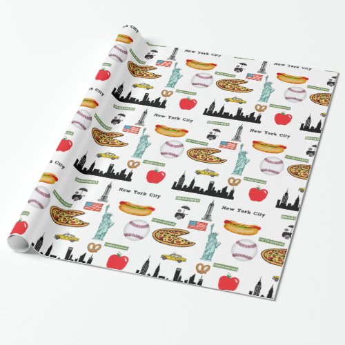 New York Icons Pattern by Orchard Three Wrapping Paper