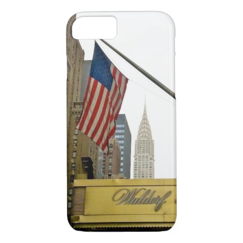 New York icons _ Waldorf and Chrysler Building iPhone 87 Case