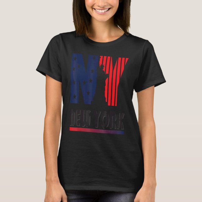 New York  Idea Cool American Flag T-Shirt (Front)