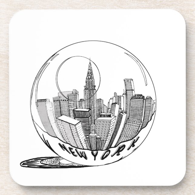 New York in a glass ball Beverage Coaster (Front)