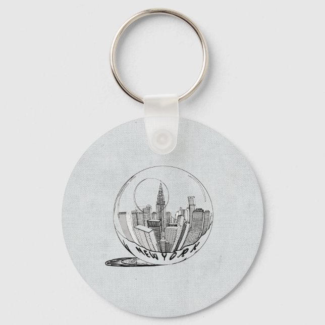 New York in a glass ball Keychain (Front)