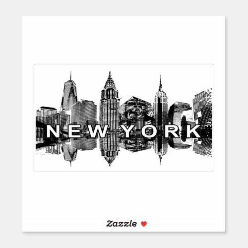 New York in black ink  Sticker
