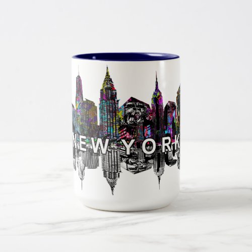 New York in graffiti Two_Tone Coffee Mug