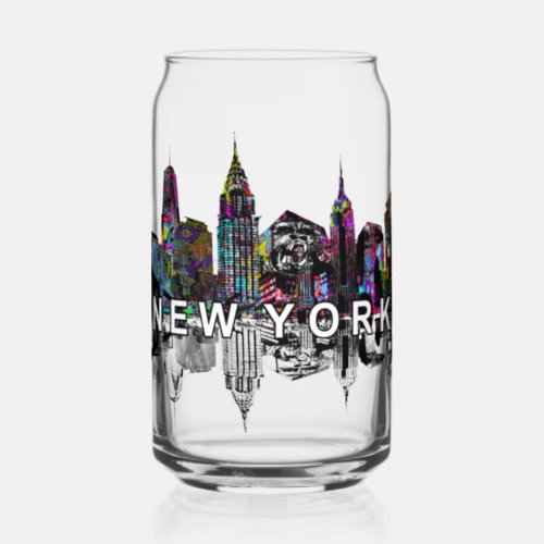 New York in graffiti with monogram  Can Glass