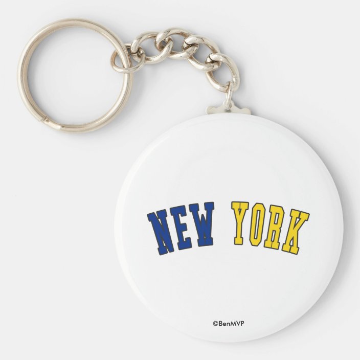 New York in State Flag Colors Keychain