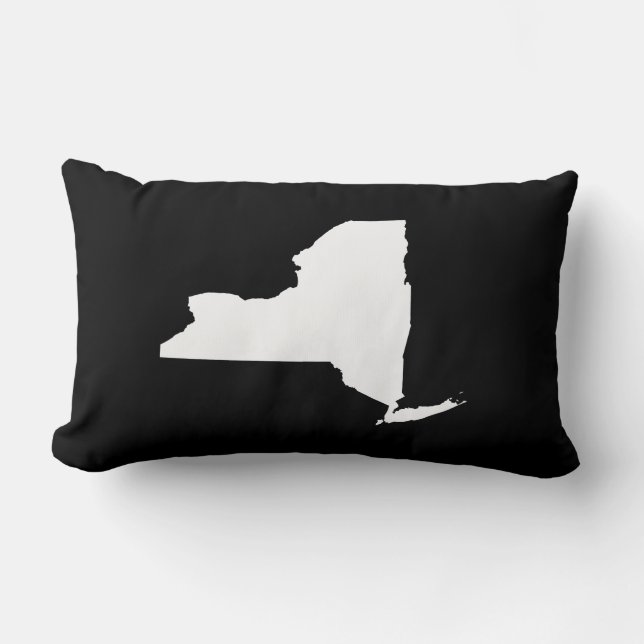 New York in White and Black Lumbar Pillow (Front)