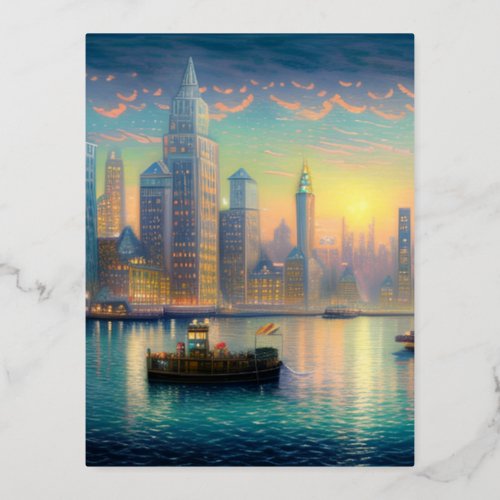 New York is one of the most iconic and vibrant cit Foil Holiday Postcard