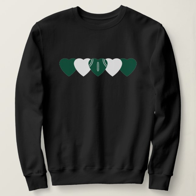 New York Jets Heart Football Dark Sweatshirt (Design Front)