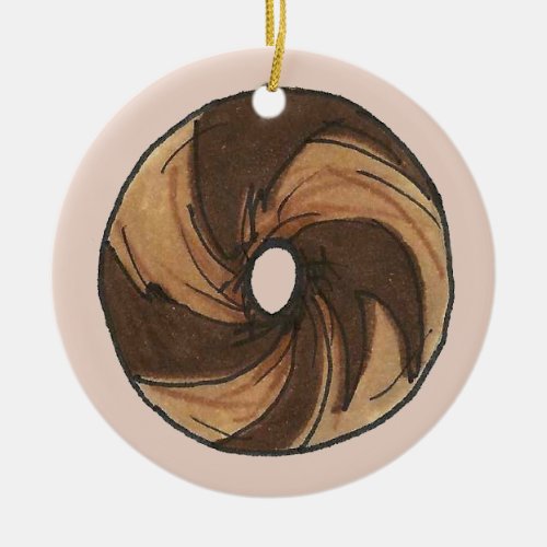 New York Jewish Deli Marble Rye Bagel Breakfast Ceramic Ornament