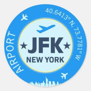 New York JFK Classic Round Sticker