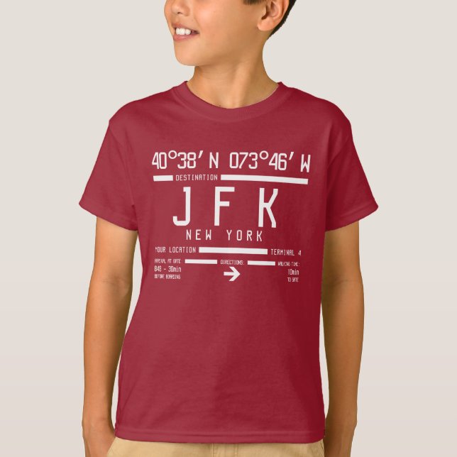 New York JFK International Airport Code Kids T-Shirt (Front)