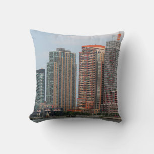NEW YORK - JULY 5,  2015: Long Island City waterfr Throw Pillow