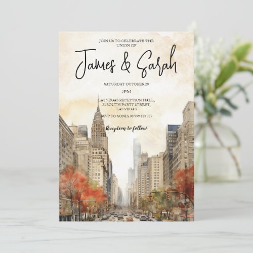 New York Landscape Wedding Destination Invitation