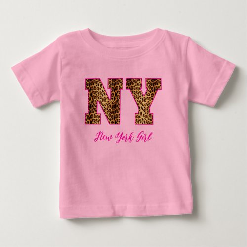 New York Leopard Font USA State Pride Custom Baby T_Shirt