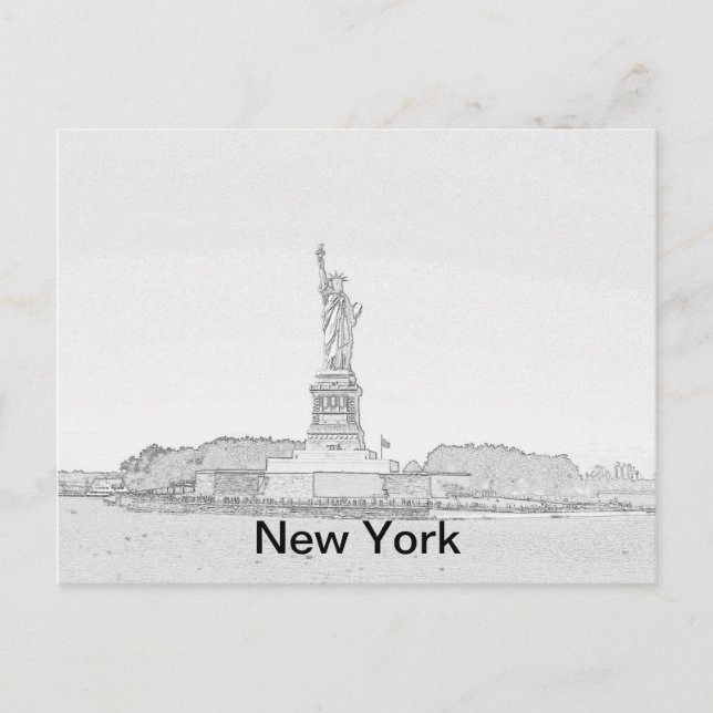 New York Liberty Sketch Postcard (Front)