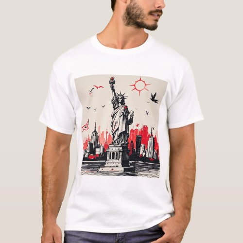 New York Liberty Statue Mens T_Shirt