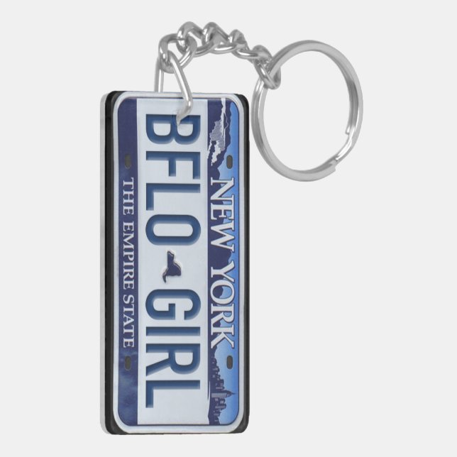 New York License Plate Keychain CUSTOM (Back Left)