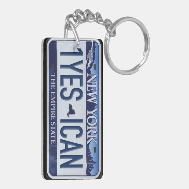New York License Plate Keychain CUSTOM (Back Left)