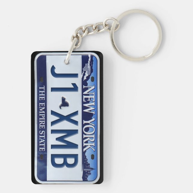 New York License Plate Keychain CUSTOM (Back)