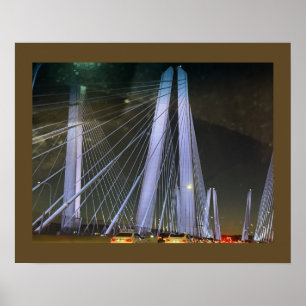 New York Lighted Bridge Poster