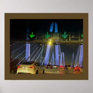 New York Lighted Bridge Poster