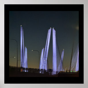 New York Lighted Bridge Poster