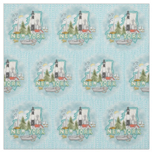 New York Lighthouse Fabric