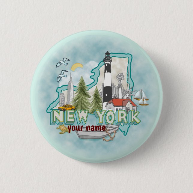 New York Lighthouse  pin button (Front)