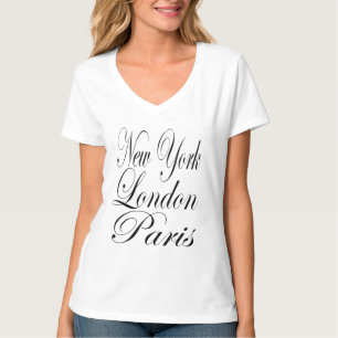 New York London Paris Typography Slogan T-Shirt