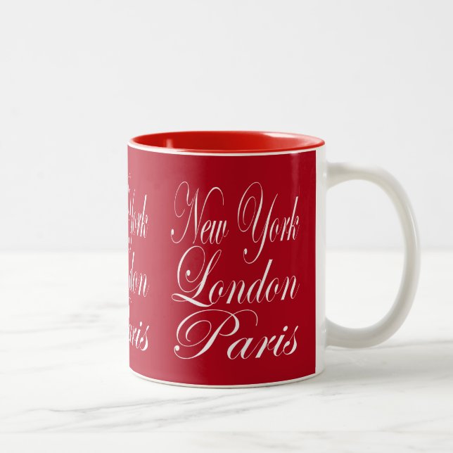New York London Paris – Typography Slogan Two-Tone Coffee Mug (Right)