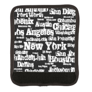 New York Los Angeles Chicago USA Cities Black Luggage Handle Wrap